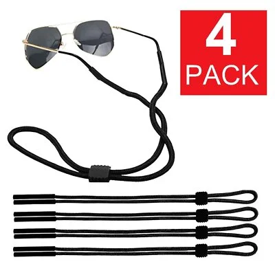 4-Pack Neck Strap Sport Sunglass Eyeglass Read Glasses Cord Lanyard Holder Black
